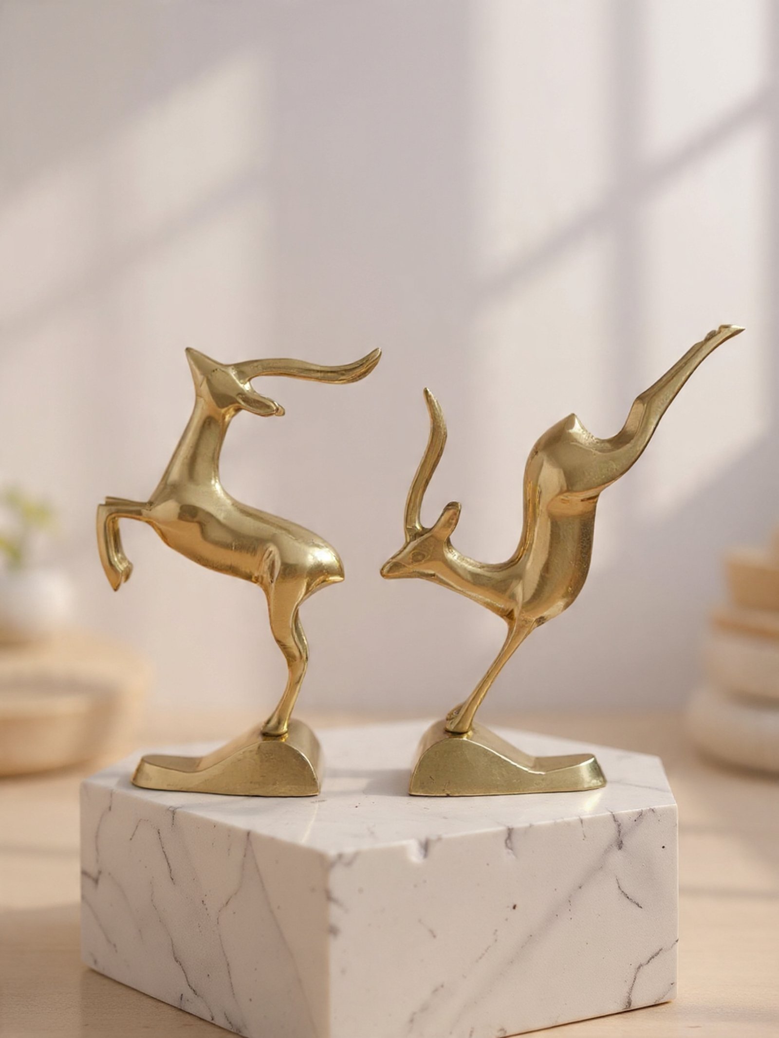 Aurelia Leaping Deer – Brass Luxury Sculpture