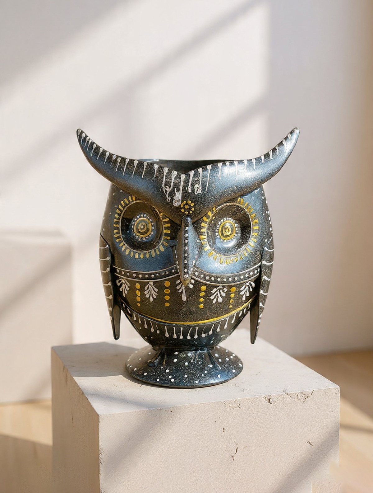 Nocturne Owl – Rustic Metal Figurine