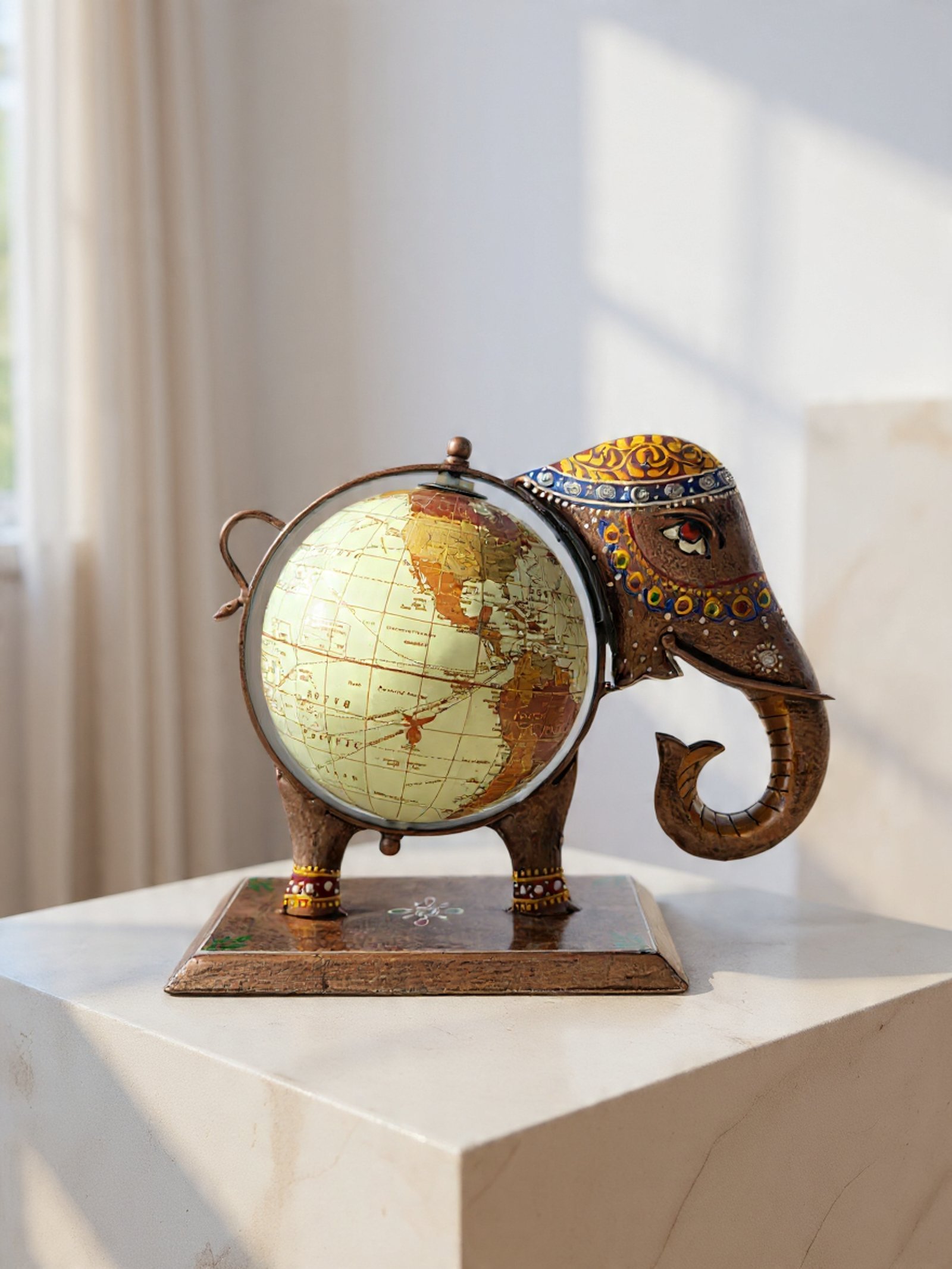  Terra Voyager Elephant Globe – Artistic Showpiece