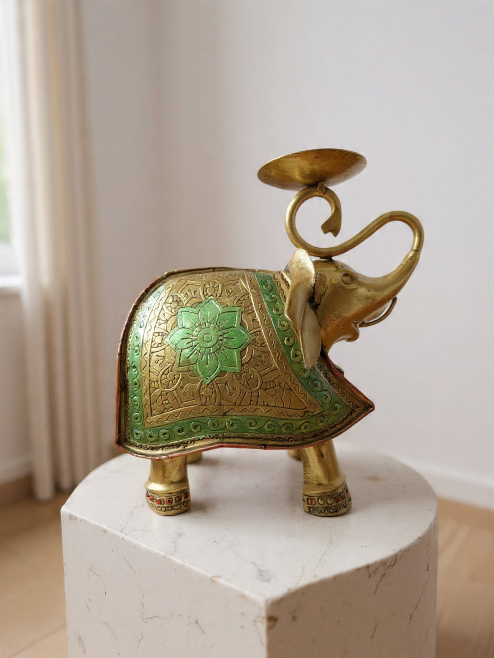 Elephant Aura Candle Holder – Ethnic Metal Décor