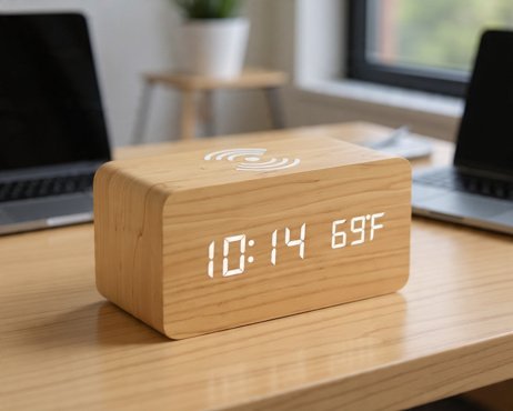 Bamboo Digital Clock with Charging